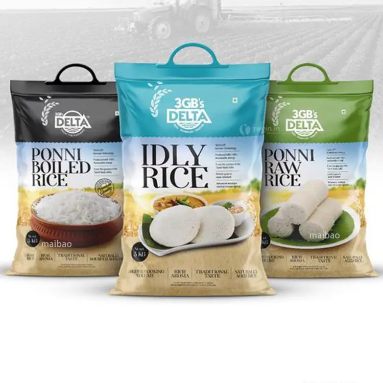 Bolsa de embalaje Biodegradable para alimentos, embalaje de arroz ecológico y respetuoso con el medio ambiente, 1kg, 2kg, 5kg, 10kg