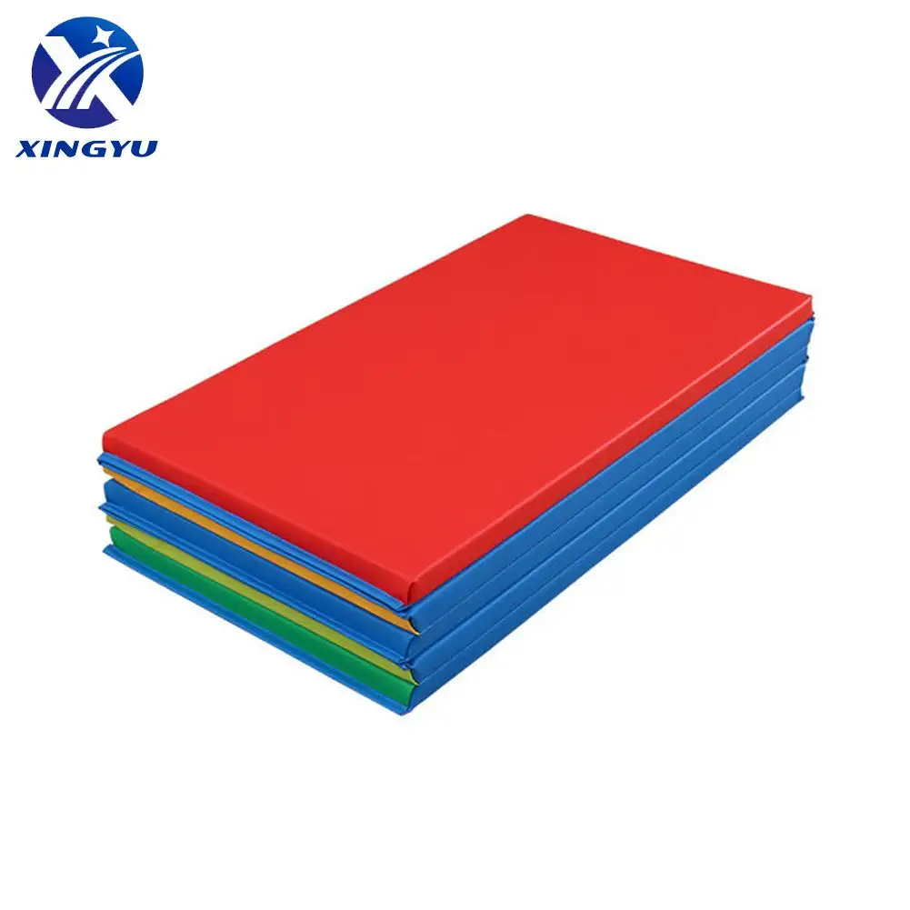 Bán Buôn Giá Rẻ Đầy Màu Sắc Trifold Có Thể Gập Lại Xpe Epe 4 Inch Dày Nhào Đổ Gấp Mềm Bọt Thể Dục Hạ Cánh Tai Nạn Mat