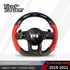 Volante LED de Fibra de Carbono Personalizado para <span class=keywords><strong>Mercedes</strong></span>-Benz 2018-2021, W167 R231 <span class=keywords><strong>AMG</strong></span> GT Clase C, Clase G, GLA <span class=keywords><strong>35</strong></span> 43, GLE 53, CLS 63 - Product Image 2