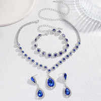 2025 Vente Chaude Moyen-Orientale Ensemble de Bijoux de Mariage Arabe Élégant en Cristal Strass Goutte d'Eau Collier Boucles d'Oreilles Bracelet