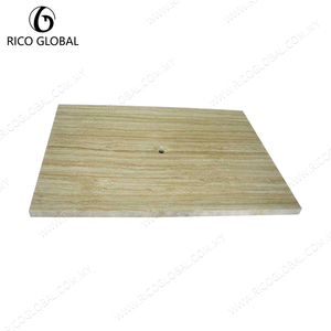 RICO GLOBAL Bac de douche rectangulaire en bois avec drain central, design rustique, installation au sol pour salle de bain - Product Image 6