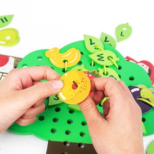 2025 enfants en <span class=keywords><strong>bois</strong></span> arbre forme fruits Animal numérique lettre blocs <span class=keywords><strong>Construction</strong></span> filetage jouets - Product Image 6
