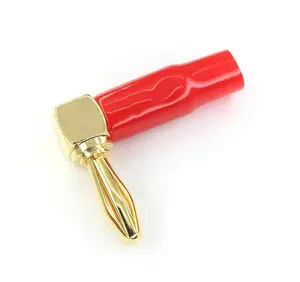 Conector de alto-falante vermelho e preto de 4 mm, ângulo de 90 graus, plugues banana para fio de alto-falante