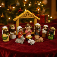 Crèche de Noël en résine personnalisée en gros, figurines de la Sainte Famille de dessin animé, cadeau de Noël pour enfants, décoration de table