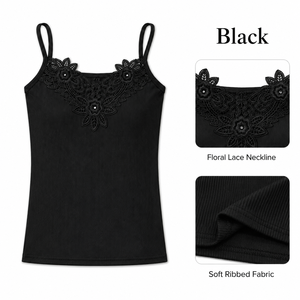 Canotta da donna all'ingrosso in pizzo a costine con <span class=keywords><strong>spalline</strong></span> sottili, canotta intima estiva da donna - Product Image 5