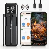Thermomètre à viande sans fil IP67 BT5.3 avec sonde ultra-fine, batterie 48H, contrôle par application pour barbecue, four, cuisson, OEM