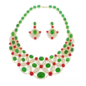 Set <span class=keywords><strong>di</strong></span> Gioielli Stile <span class=keywords><strong>Palazzo</strong></span> <span class=keywords><strong>di</strong></span> <span class=keywords><strong>Giada</strong></span> Placcato Oro Vintage, Collana e Orecchini per Donna, Regalo per Festival Cinesi, Set <span class=keywords><strong>di</strong></span> Gioielli <span class=keywords><strong>di</strong></span> Alta Gamma - Product Image 6