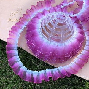 Pita Organza Lipit Dekoratif 25mm untuk Kostum DIY, Hiasan Renda untuk Gaun Boneka, Tulle Berwarna-warni untuk Jahitan Tekstil, Kain Pita Berumbai - Product Image 3