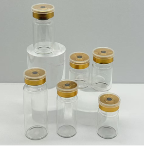 Wholesale Empty Clear Square Glass Vial with Rubber <b>Stopper</b> & Blue Aluminum Cap for Cosmetic Serum - Product Image 6