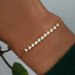 Dropshipping Fashion Silver Bracelets Jewelry Women 18K Gold Plated 925 Sterling Silver Chain Gold Bracelets With 5A Zircon