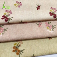 Tissu en velours côtelé 100 % polyester personnalisé 21 Wale, 320 GSM, épais, anti-boulochage, résistant au rétrécissement, imprimé réactif, motif botanique pour robe