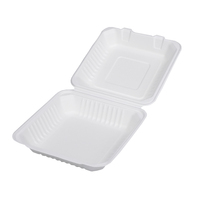 100% fibres de bagasse de canne à sucre maison compostable à clapet pour emporter contenants alimentaires 1 compartiment à emporter