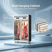 Vitrine Réfrigérée Verticale de 1,5 à 2 Mètres pour Viandes, Style Supermarché, Double Température, LED, pour Steaks et Produits Résistants aux Acides