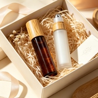 Flacons roll-on en verre de 3 ml à 10 ml avec bouchons en bois de bambou, mini flacons roll-on en verre pour parfum et huiles essentielles