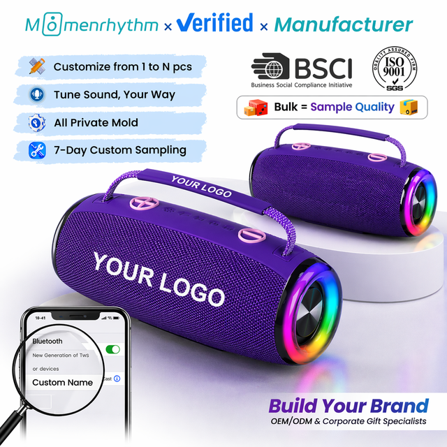 Wholesale Portable Speakers Promotion Custom Logo Wireless Waterproof Outdoor Bass RGB Light Gift OEM ODM