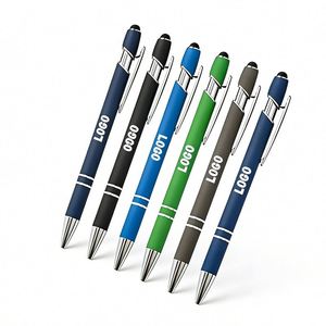 Stylo tactile 2-en-1 en caoutchouc souple avec pointe stylet, personnalisable avec logo, pour bureau et entreprise, en métal, vente en gros, promotionnel - Product Image 1