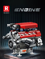 Modèle de moteur de turbine de simulation de supercar V8 F1, groupe mécanique, assemblage de blocs de construction, moteur avec support de batterie
