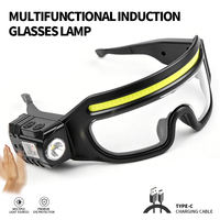 Lampe frontale à capteur COB, lumière latérale d'avertissement rouge et bleue, LED multimode, portable, pour camping, lumière de travail mains libres