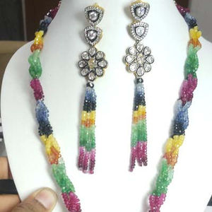 Collar de Cuentas Naturales con Piedras Multicolores de Forma Ovalada de 5 mm de Diámetro para la Fabricación de Joyas al por Mayor - Product Image 1