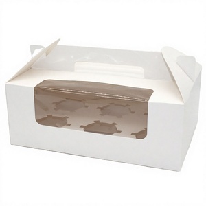 Handle Cupcake <b>Boxes</b> 2/4/6 Holes with Window Custom Printed Coated Paper Recyclable Food Safe Bakery <b>Mini</b> Muffin Packaging - Product Image 3