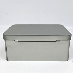 Lockable Rectangle Tin <b>Box</b> Custom Matte Silver With Flower‑shape Latch <b>Metal</b> Tin For Keepsake Candy Gift Storage Container - Product Image 6