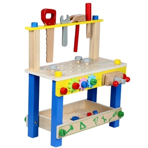 2020 nueva tendencia de montaje de caja de herramientas de madera de juguete de mesa de trabajo al por mayor papel de juego de p - Product Image 1