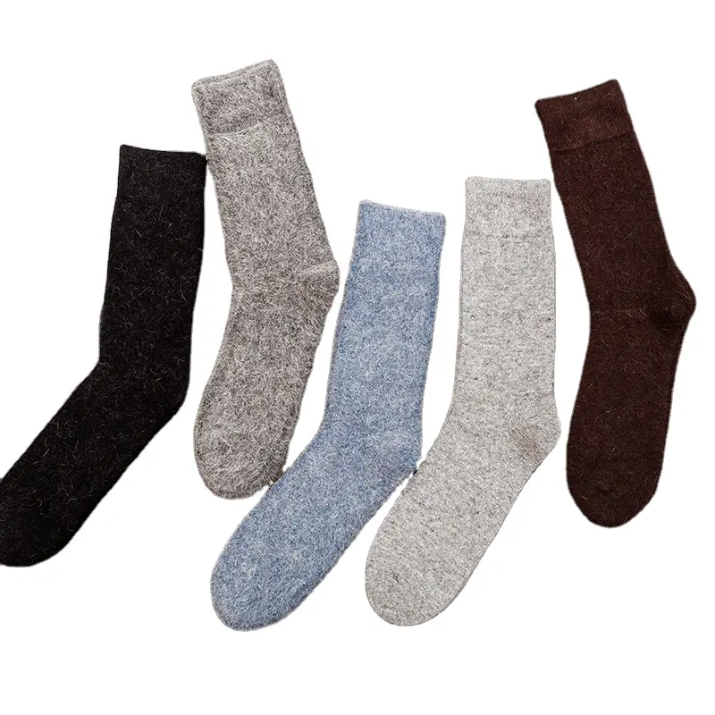 2024 hiver saison laine mérinos hommes robe chaussettes chaudes Super-épais couleur pure hommes hiver thermique laine chaussette