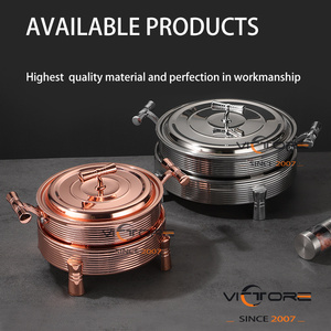 Estufa de alcohol de acero inoxidable, platos de frotamiento redondos con olla para uso en interiores y acampar al aire libre - Product Image 5