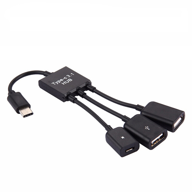 3 in 1 Micro USB Adapter OTG Cable Type-C Male to USB Female Adapter USB C Hub for Smart Phone