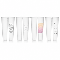 Gobelet en plastique PP jetable personnalisé de 16 oz avec séparateurs, gobelet à compartiments transparent pour crème glacée, café, boissons froides, vente en gros