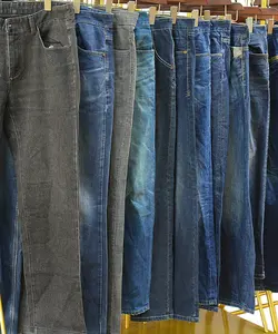 Celana Jin Denim anak laki-laki, pakaian bekas grosir Jeans Super rendah harga inventaris merek Jeans lurus kurus