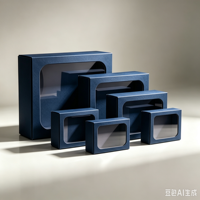 Boîte cadeau en carton ondulé bleu marine personnalisée pour Noël, très vendue, avec fenêtre, pour emballage de fruits
