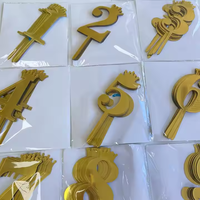 Pas cher 10pcs Pack Nouveau Numéro d'Or Joyeux Anniversaire Gâteau Topper Acrylique Numéro Gâteau Topper Dessert Table Gâteau Décoration