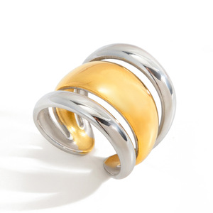 Minimalist Three Layer <b>Ring</b> <b>Titanium</b> Steel Geometric Design Women's Fashion Jewelry Gift - Product Image 5