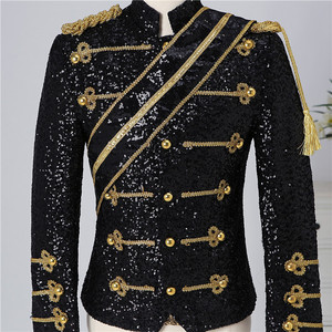 Nouvelle veste vintage <span class=keywords><strong>punk</strong></span> pour homme, costume de <span class=keywords><strong>rock</strong></span> star doré, smoking steampunk, veste de batteur de fanfare, costume victorien - Product Image 2