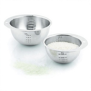 Bol de mesure en acier inoxydable de qualité supérieure, poli miroir, chromé, écologique, avec échelle graduée pour la cuisine - Product Image 1