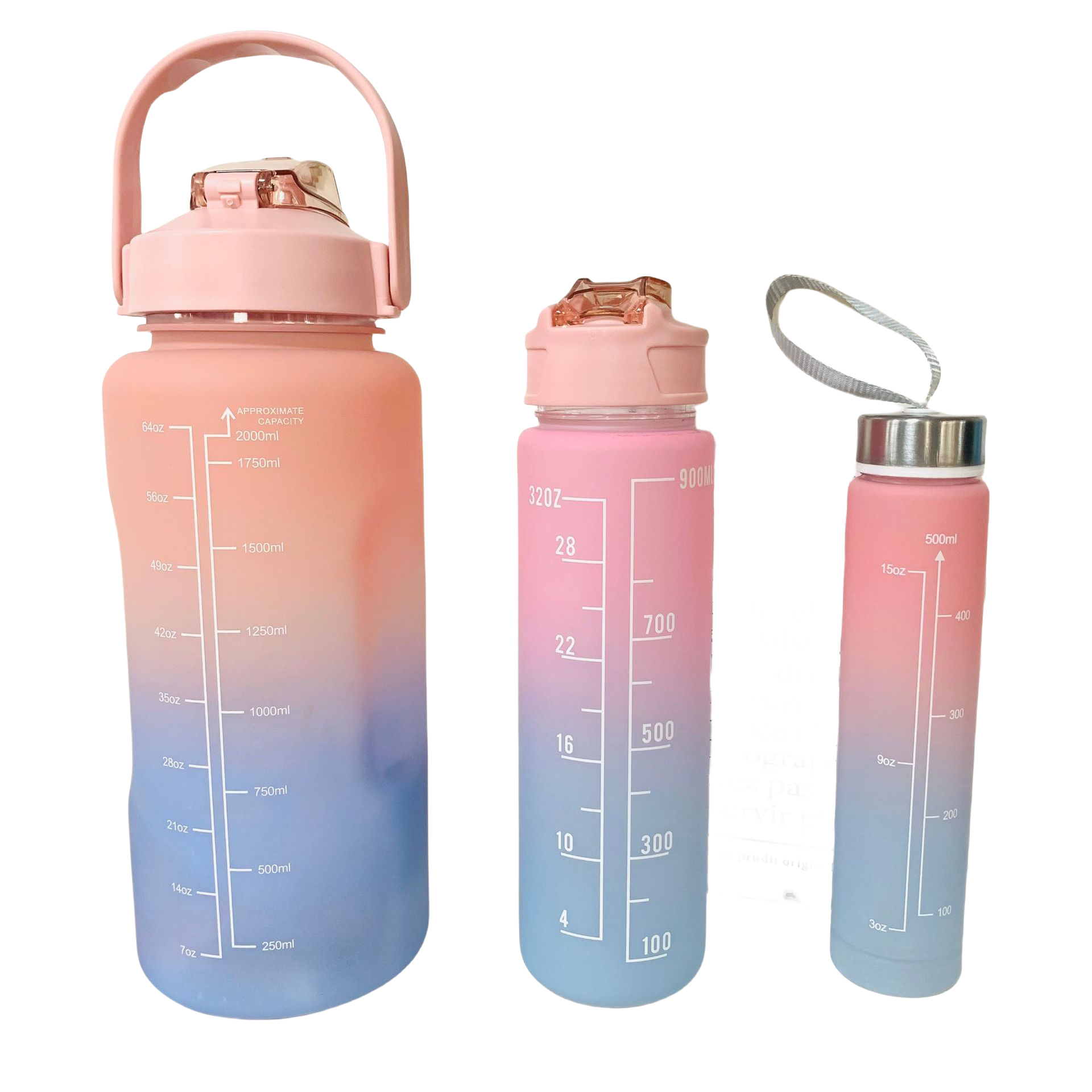 3 Pack Sports Water Bottle with Straw - BPA Free & Lightweight