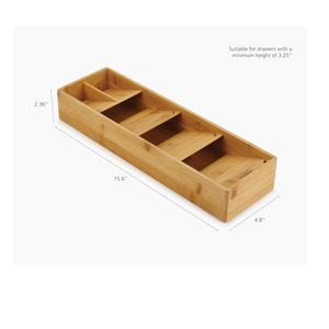 Bamboo Divider Silverware <b>Storage</b> <b>Box</b> Rectangular Drawer Organizer Eco-Friendly <b>Kitchen</b> Utensil Holder 18L Capacity - Product Image 5