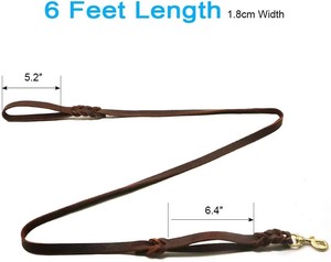 Correa de Perro de Cuero Genuino de Lujo con Doble Asa, Correa de Entrenamiento Trenzada con Asa de Tráfico, Fácil Control y Resistente - Product Image 1