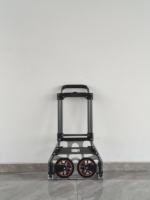 Chariot à main pliable, capacité 100 kg, chariot à main portable en tube d'acier, plaque de repose-pieds en alliage d'aluminium, chariot à bagages à 2 roues