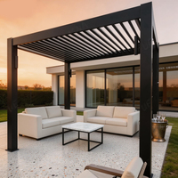 Gazebo de Aluminio con Techo Rígido, Mosquitera, Cortinas con Cierre, Pantallas de Privacidad, Paredes Laterales, Protección Contra Insectos, para Exteriores