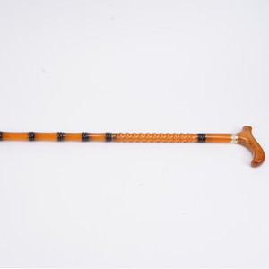 Canne de marche en bois massif pour personnes âgées, poignée incurvée dorée, antidérapante, robuste, cadeau prêt à être expédié, en stock - Product Image 1