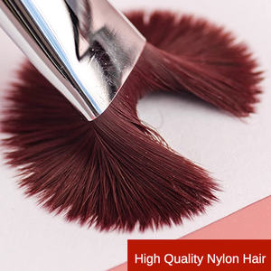 Lot de 6 pinceaux de peinture à l'huile pour artiste, en nylon rouge bordeaux de haute qualité, avec manche long en bois noir et poils en acrylique forme <span class=keywords><strong>noisette</strong></span>, fournitures d'art - Product Image 4