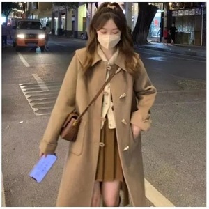 Women's Japanese Style Wool Coat Apricot Mid Length <b>Toggle</b> <b>Buttons</b> Autumn Winter Coat - Product Image 2