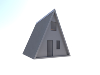 Cabane préfabriquée moderne et populaire en forme de A avec façade vitrée isolée pour développement et location en stations balnéaires éloignées