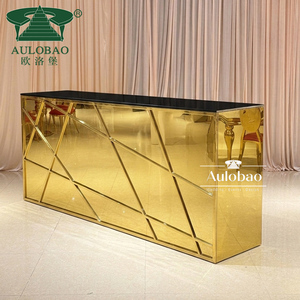 Muebles de <span class=keywords><strong>Bar</strong></span> Modernos de Dubái, Barra de <span class=keywords><strong>Bar</strong></span> de Acero Inoxidable Dorado con Cubierta de Vidrio para Uso en Hoteles - Product Image 3