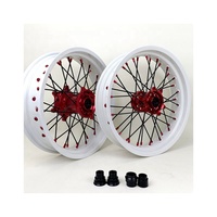 Jeu de roues à rayons Supermoto 17 pouces 7116-T6 avec jante blanche et moyeu CNC en aluminium pour Honda CRF250R/450R/CR125/250 Kit de course Supermotard