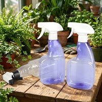 Pulvérisateur en plastique rechargeable PET 500 ml, modèle S-28 à dents, pour dilution de nettoyant pour sols, type poussoir, transparent