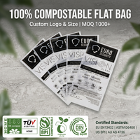 Sac plat en polyéthylène transparent, imprimé sur mesure, réutilisable, résistant, biodégradable, thermoscellable, écologique, compostable, en Mylar