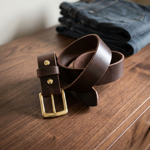 <b>Men's</b> BS INTERNATIONAL Fashionable Genuine Cow Hide Rectangular Pin Steel <b>Buckle</b> Vintage European Style Durable Eco-Friendly - Product Image 1